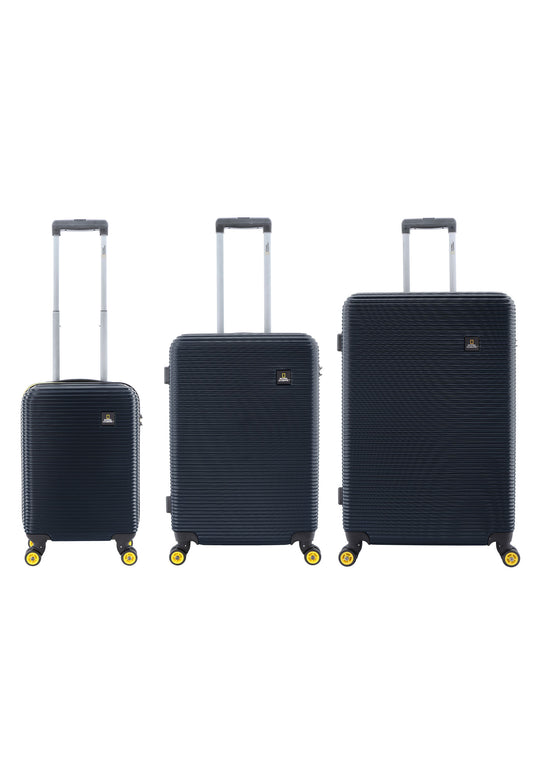 Ensemble de valise rigide 3 pièces National Geographic / ensemble de valise de voyage / ensemble de chariot - à l'étranger - bleu marine