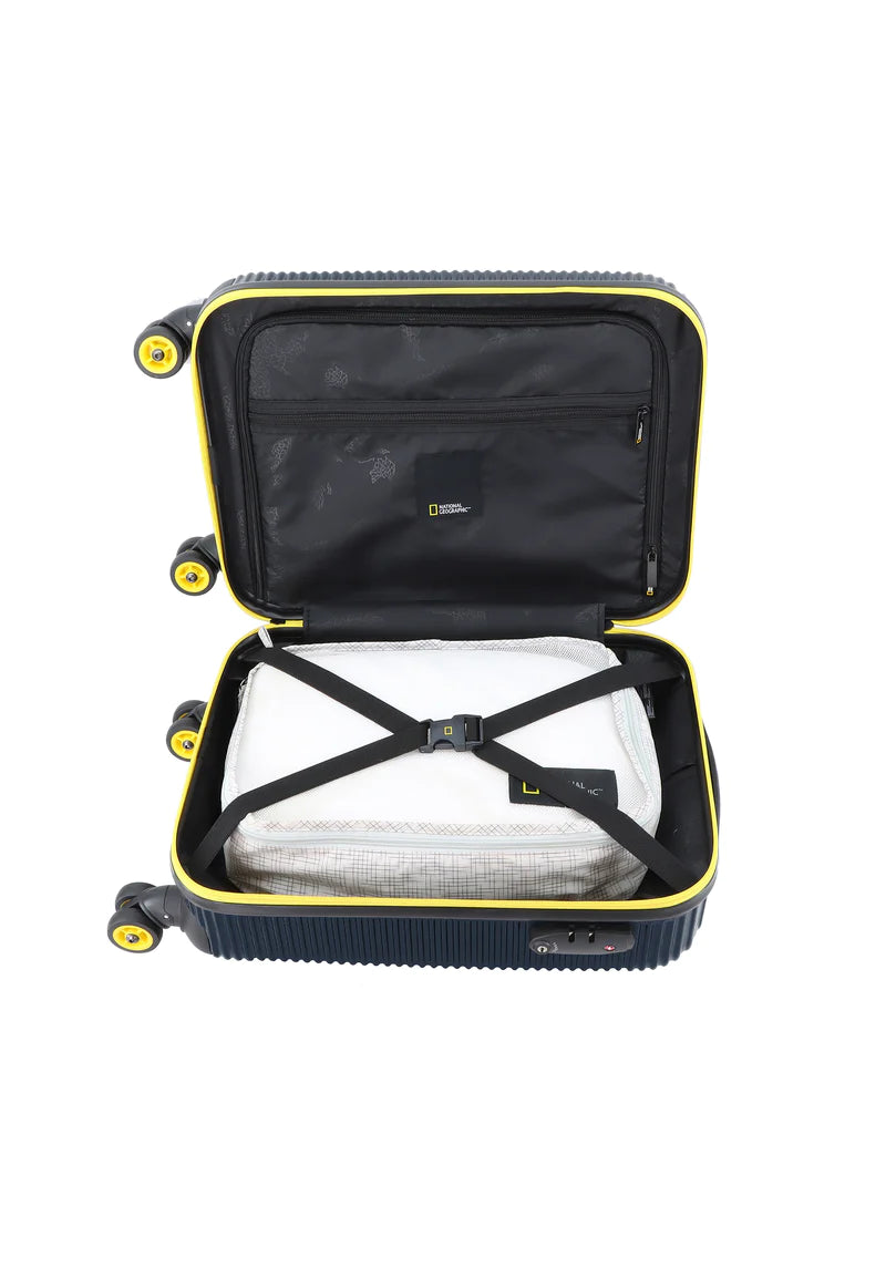 Valise rigide pour bagage à main National Geographic / Trolley / Valise de voyage - 55 cm (Petite) - À l'étranger - Bleu marine
