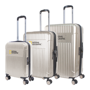 National Geographic Harde Kofferset 3-Delig / Reiskofferset / Trolleyset - Transit - Champagne Goud