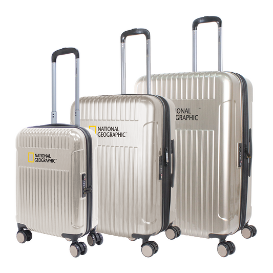 National Geographic Harde Kofferset 3-Delig / Reiskofferset / Trolleyset - Transit - Champagne Goud