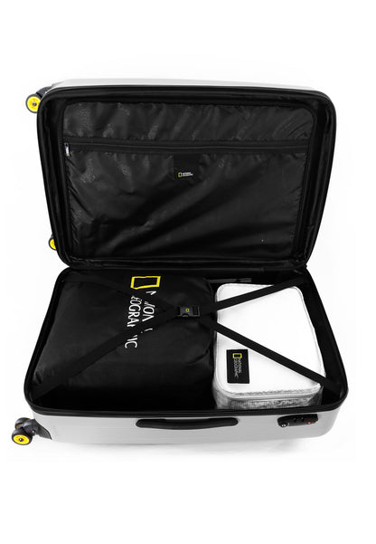 Ensemble de valises rigides National Geographic 3 pièces / ensemble de valises de voyage / ensemble de chariots - aérodrome - argent