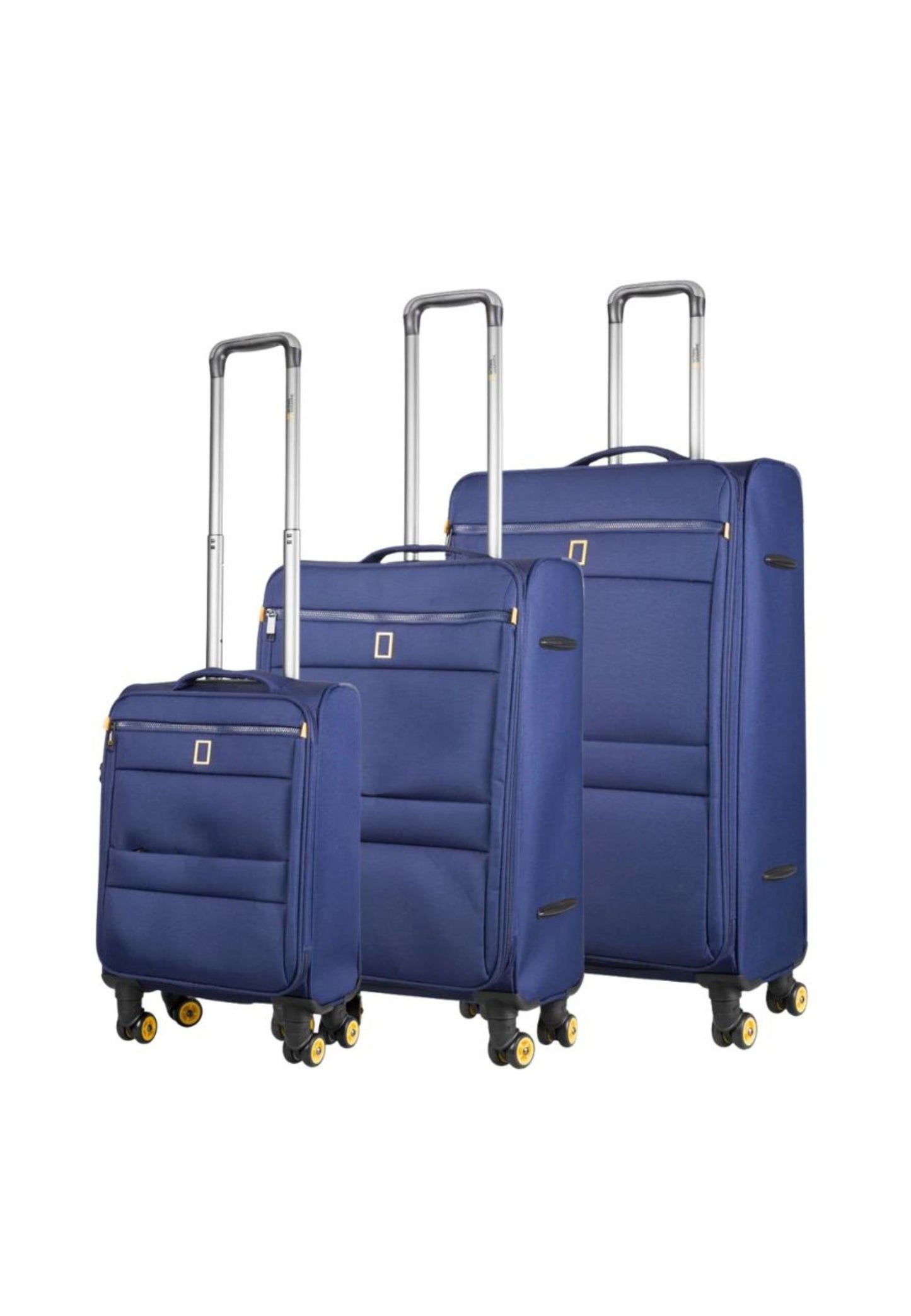 National Geographic Soft Suitcase Set 3-Piece / Travel Suitcase Set / Trolley Set - Passage - Bleu