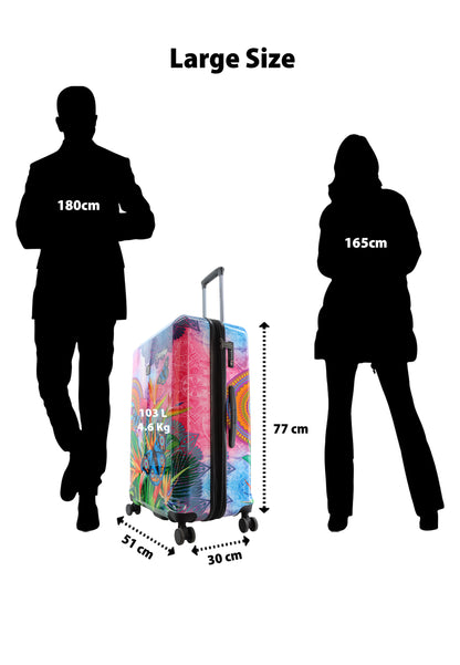 Saxoline Blue Harde Koffer / Trolley / Reiskoffer - 77cm (Large) - Butterfly Nature Print