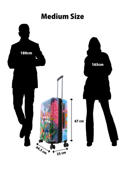 Saxoline Blue Harde Koffer / Trolley / Reiskoffer - 67cm (M) - Butterfly Nature Print