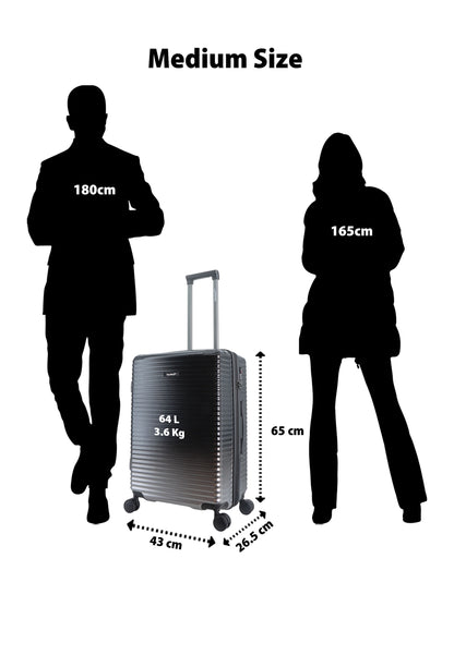 Saxoline Bleu - Élite | Valise rigide / Valise à roulettes / Valise de voyage - (Moyenne) Bleu