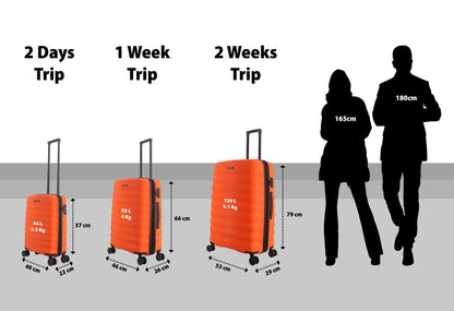 Kofferset Saxoline - Flow | Harde koffer set / Trolley set / Reiskoffer set - S/M/L - Oranje