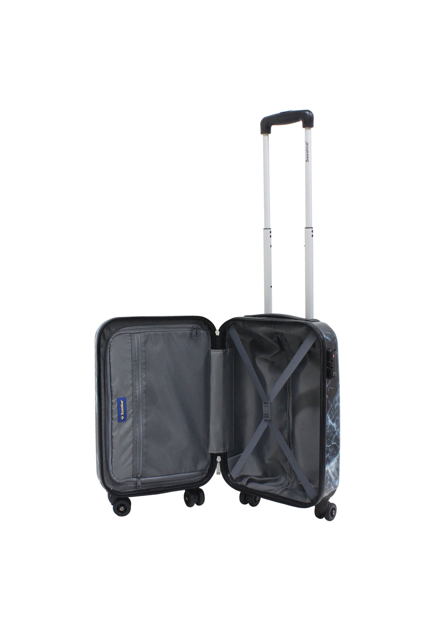 Saxoline Handbagage Harde Koffer / Trolley / Reiskoffer - 55cm (Small) - Marble Print