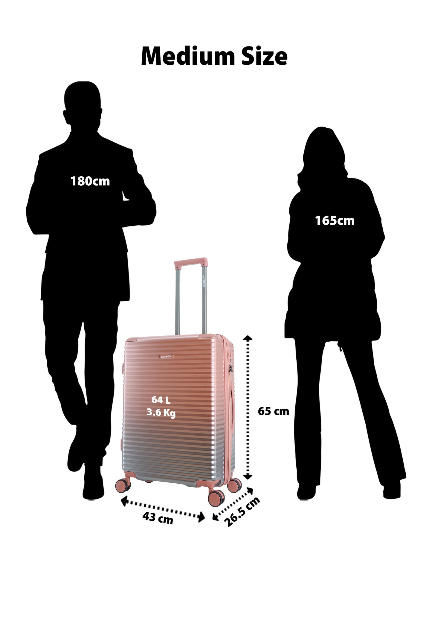 Valise rigide / Trolley / Valise de voyage Saxaoline Blue Elite - (Moyen) Rose