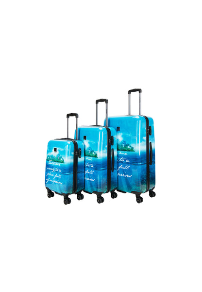 Saxoline Blue Harde Kofferset 3-Delig / Reiskofferset / Trolleyset - Island Print