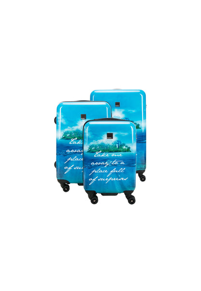 Saxoline Blue Harde Kofferset 3-Delig / Reiskofferset / Trolleyset - Island Print