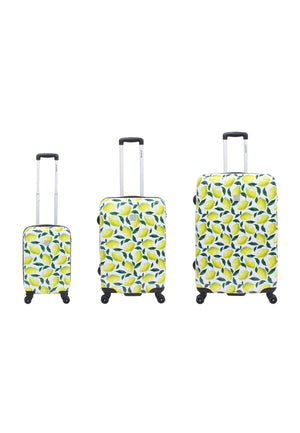 Saxoline Ensemble de valises rigides 3 pièces / Ensemble de valises de voyage / Ensemble de chariots - Imprimé citron