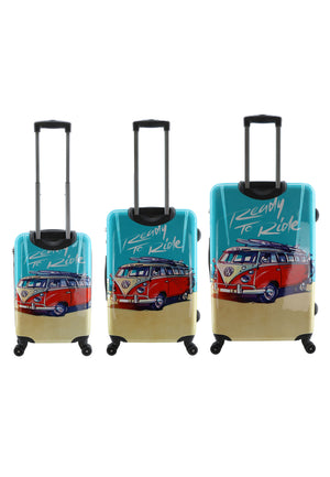 Volkswagen Bedrukt Reiskofferset 3 Delig - Kofferset / Harde Kofferset / Trolleyset - Ready to Ride Print