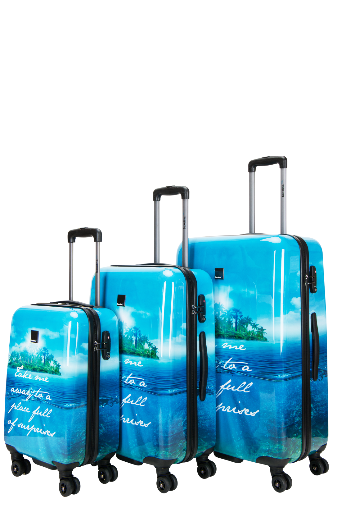 Saxoline Blue -  Island Print hard reiskofferset | luggage4u.be
