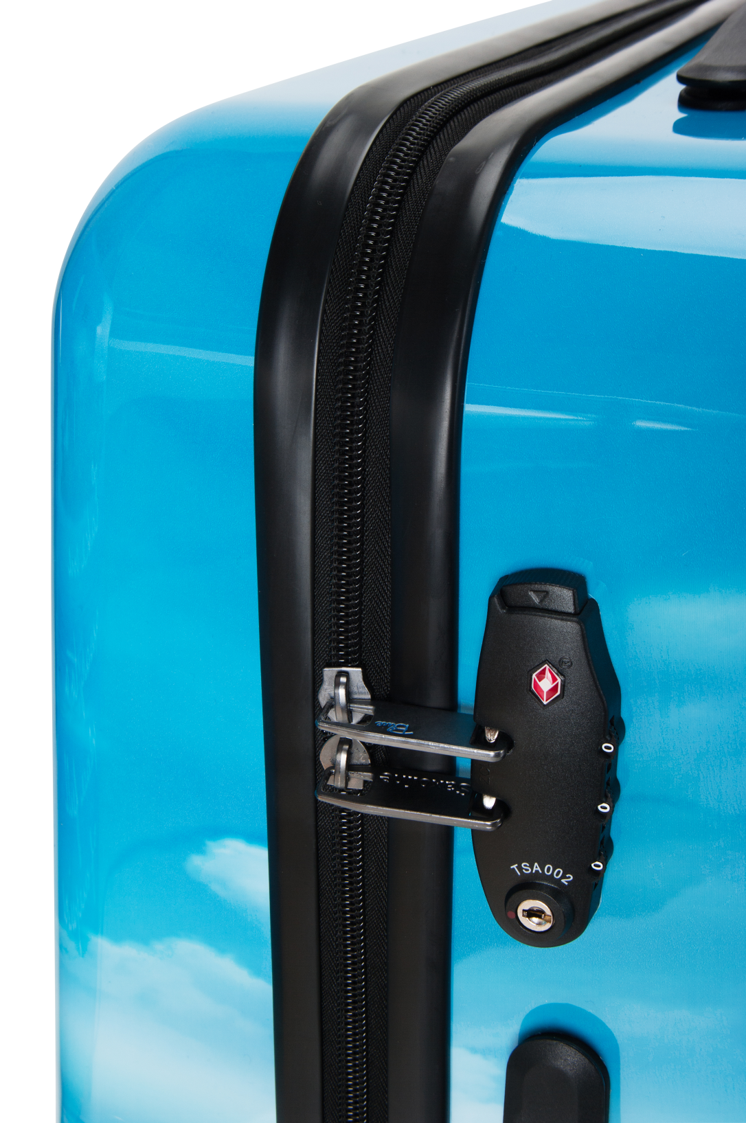 Saxoline Blue - TSA-Slot Aanzicht Island Print hard reiskoffer | luggage4u.be