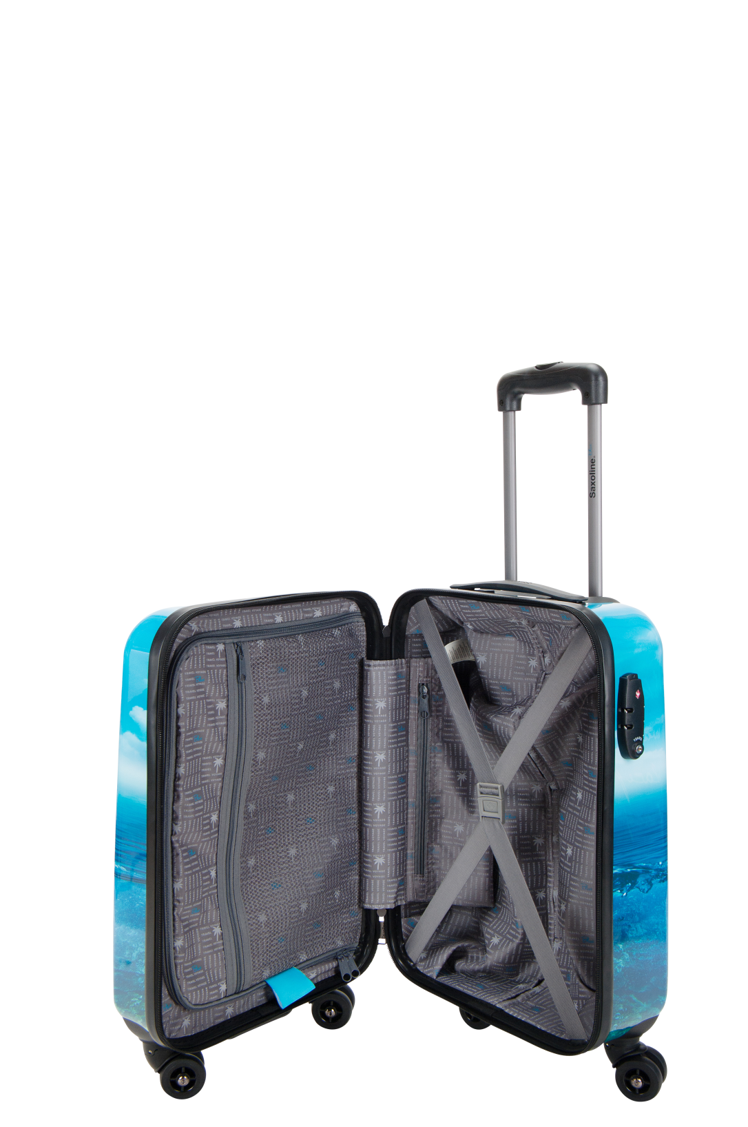 Saxoline Blue S - Binnenkant Island Print hard reiskoffer | luggage4u.be