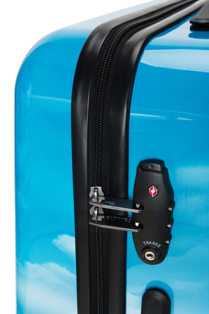Saxoline Blue M - TSA-Slot Aanzicht Island Print hard reiskoffer | luggage4u.be