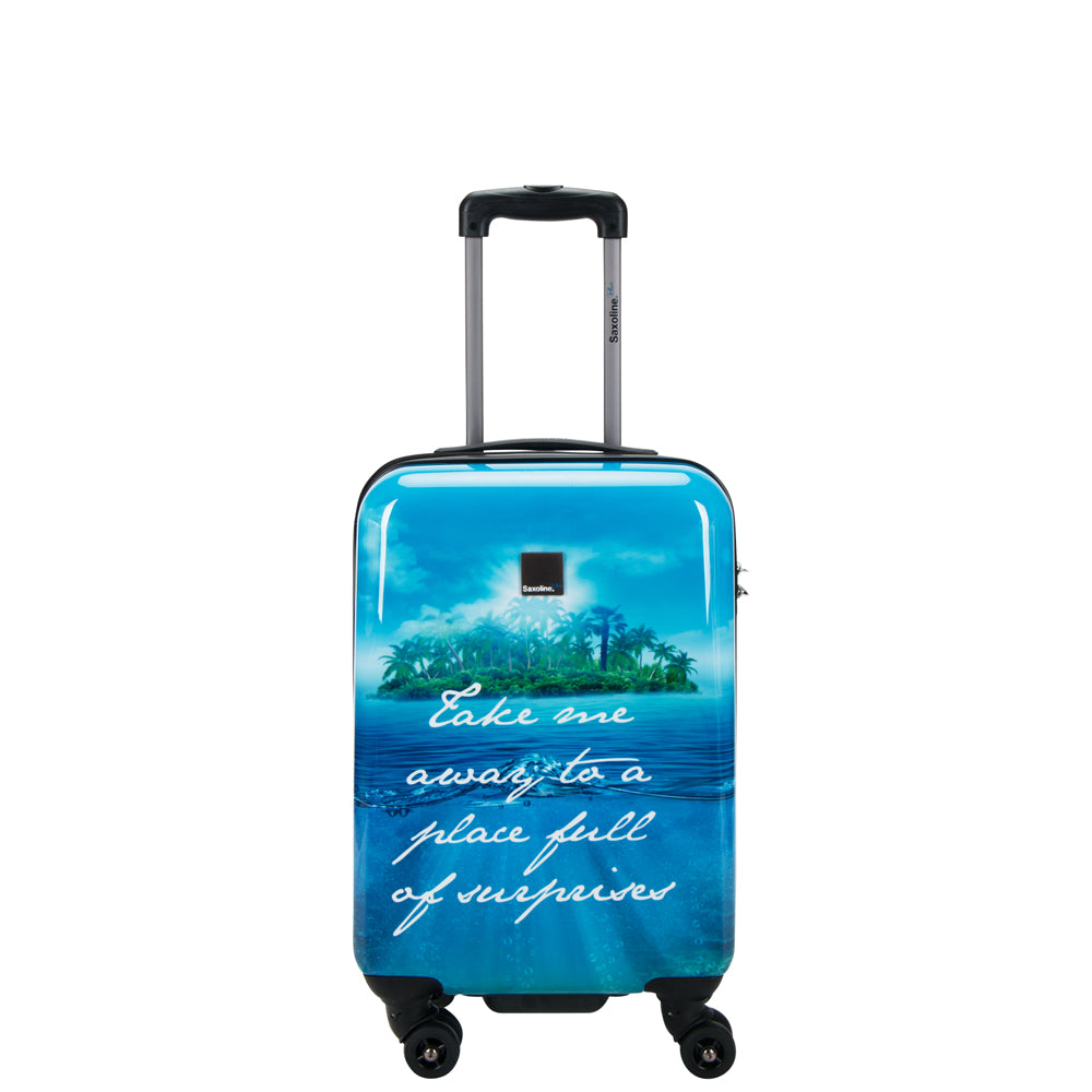 Saxoline Blue S - Voorkant Island Print hard reiskoffer | luggage4u.be