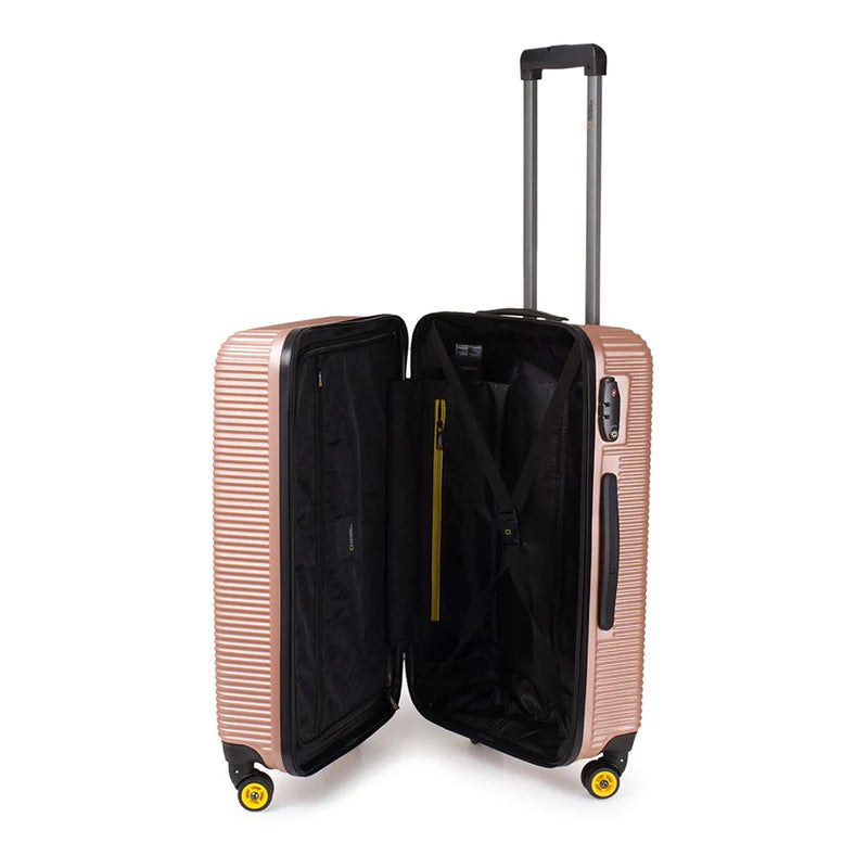 Ensemble de valise rigide National Geographic 3 pièces/ensemble de valise de voyage/ensemble de chariot - à l'étranger - or rose