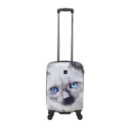 Saxoline Handbagage Harde Koffer / Trolley / Reiskoffer - 54cm (Small) - White Cat Print