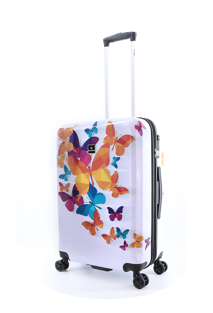 bedrukte saxoline koffer met vlinders