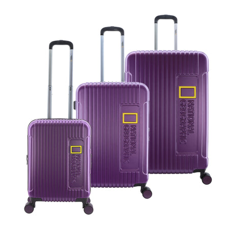 National Geographic Harde Kofferset 3-Delig / Reiskofferset / Trolleyset - Canyon - Purple
