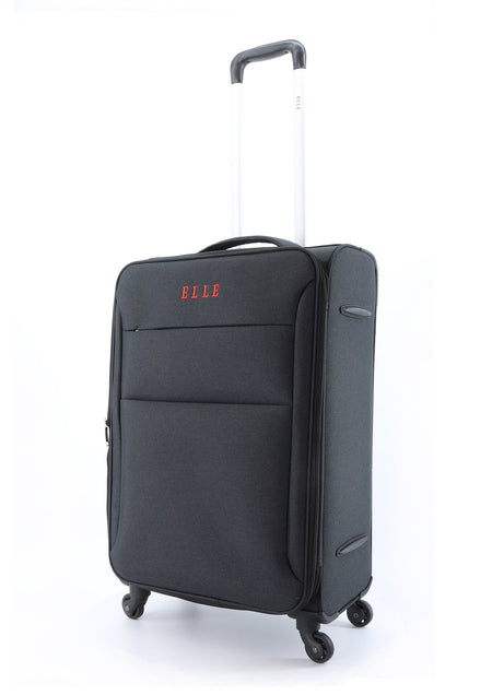 ELLE Zachte Koffer / Trolley / Reiskoffer - 60 cm (Medium) - Pledge - Zwart