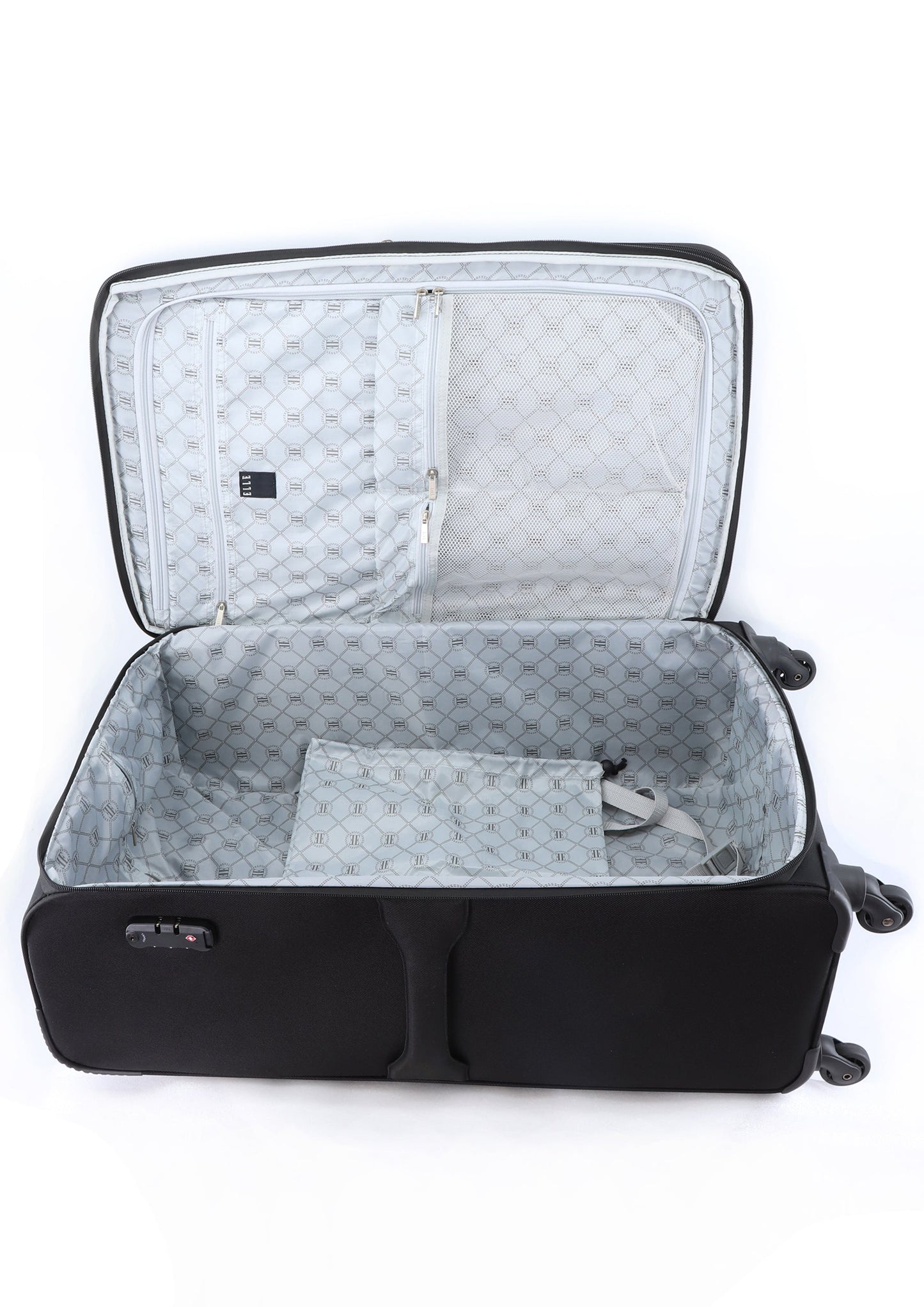 ELLE Mode - Binnenkant Zwart zachte reiskoffer | luggage4u.be