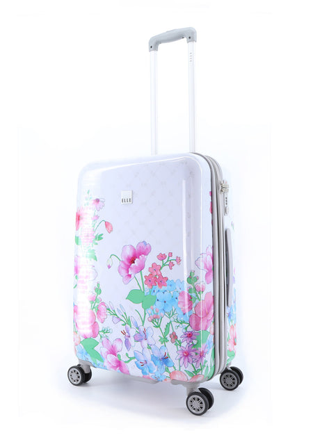 ELLE Harde Koffer / Trolley / Reiskoffer - 65 cm (Medium) - Bouquet - Wit