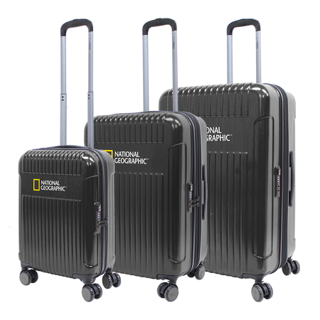 National Geographic Harde Kofferset 3-Delig / Reiskofferset / Trolleyset - Transit -Zwart