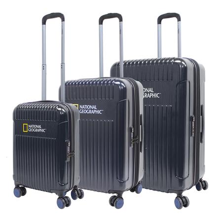 National Geographic Harde Kofferset 3-Delig / Reiskofferset / Trolleyset - Transit - Marine Blauw