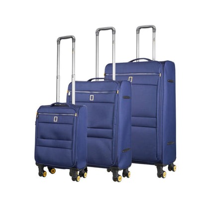 National Geographic Soft Suitcase Set 3-Piece / Travel Suitcase Set / Trolley Set - Passage - Bleu
