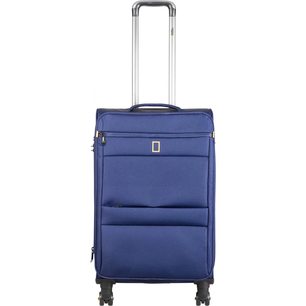 National Geographic Soft Suitcase Set 3-Piece / Travel Suitcase Set / Trolley Set - Passage - Bleu