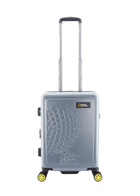 National Geographic Handbagage Harde Koffer / Trolley / Reiskoffer - 55 cm (Small) - Globe - Zilver