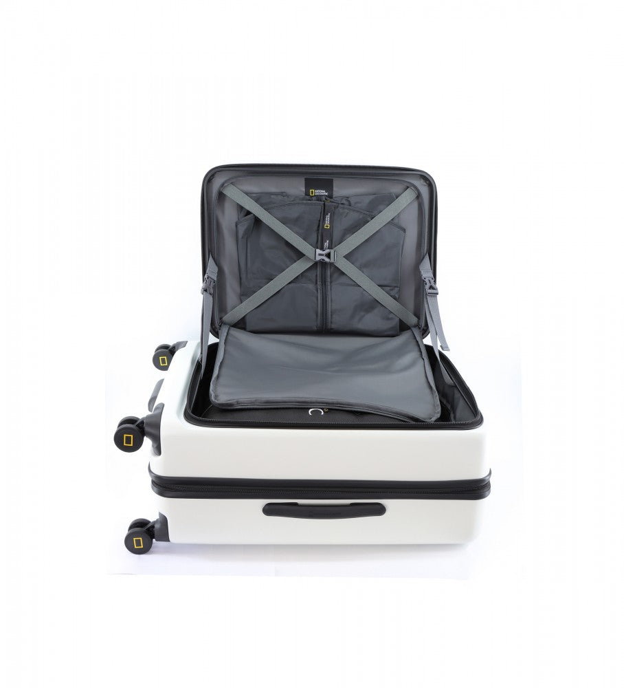 National Geographic Expandable Hard Case / Trolley / Travel Case - 67,8 cm (Moyen) - Lodge - Blanc
