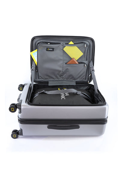 National Geographic Lodge M - Zijkant Zilver hard reiskoffer | luggage4u.be