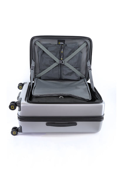 National Geographic Lodge M - Zijkant Zilver hard reiskoffer | luggage4u.be