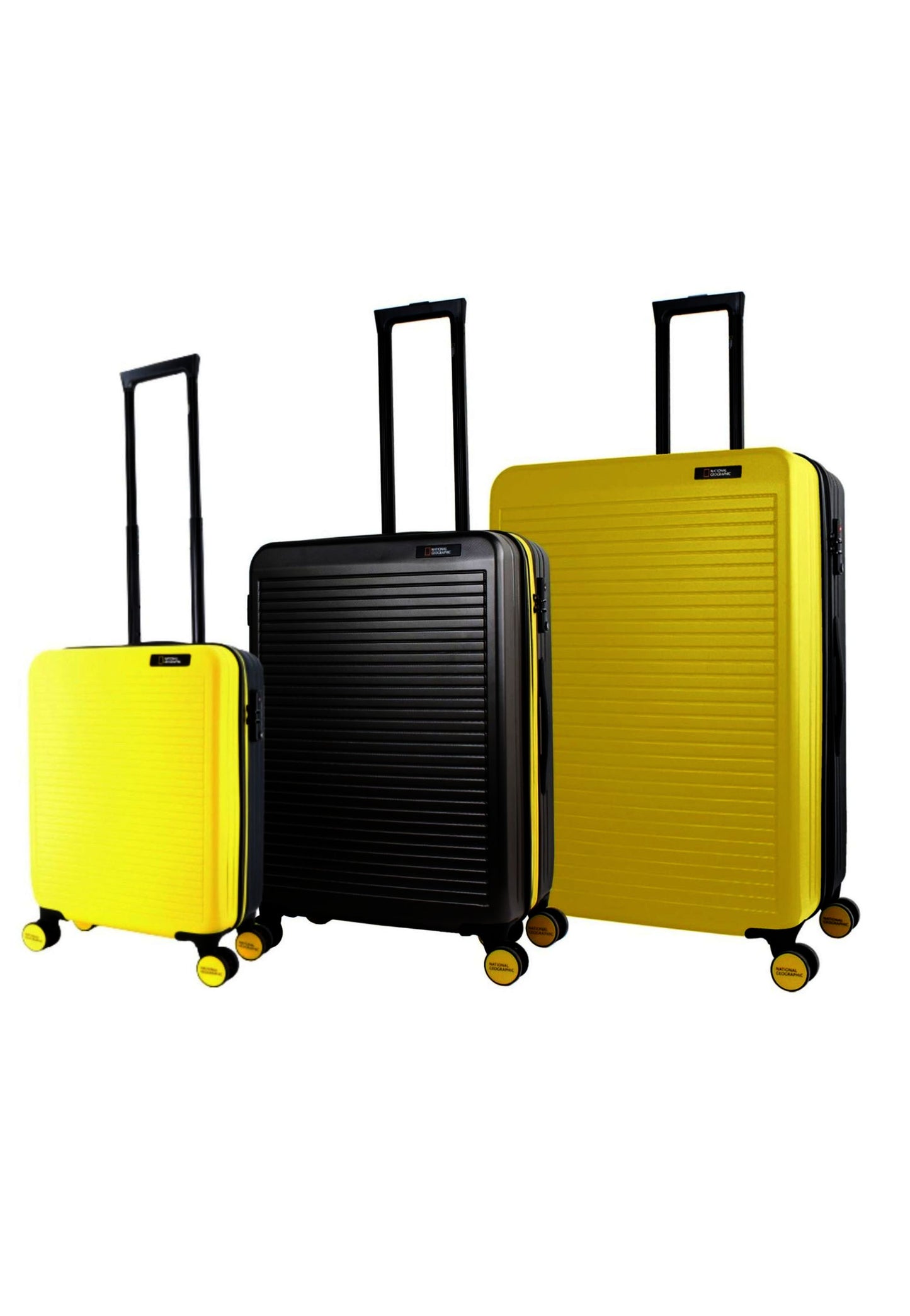Ensemble de valises rigides 3 pièces National Geographic / ensemble de valises de voyage / ensemble de chariots - Pulse - Jaune/Noir