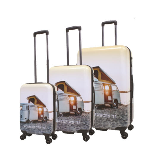 Ensemble de valises Volkswagen 3 pièces - Ensemble de valises de voyage - Ensemble de valises rigides - Ensemble de chariots - Camping-car Imprimer