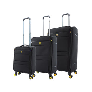 National Geographic Zachte Kofferset 3-Delig / Reiskofferset / Trolleyset - Passage - Zwart