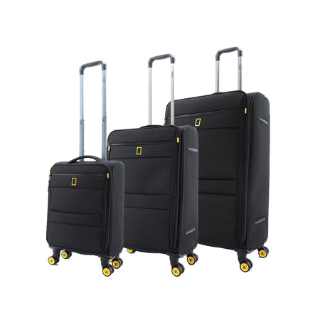 National Geographic Zachte Kofferset 3-Delig / Reiskofferset / Trolleyset - Passage - Zwart